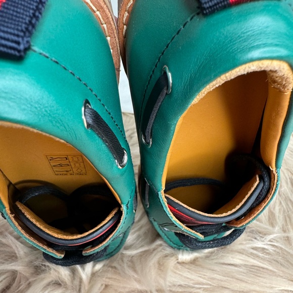 Authentic NWOT Gucci Boy Toddler Green Leather Loafer w/Red Tiger Print - Picture 5 of 7